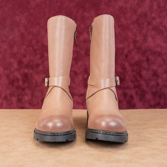 Softwalk Women Neenah Brown Leather Moto Biker Buckle Mid Calf Boots sz 8 - Picture 4 of 8